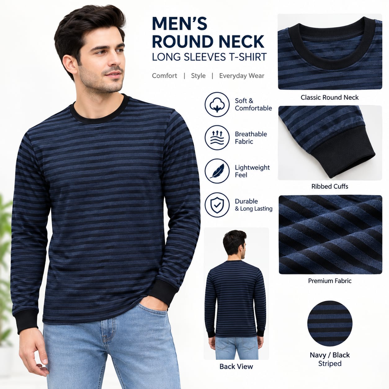 RN7-1-e1764569654685 Men’s Stripe T- Shirt Long Sleeve - Image 1