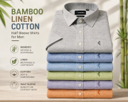 Bamboo, Linen, Cotton Shirts for Men. [ Half Sleeve ] - Image 10