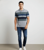 Men’s Stripe Polo T- Shirt