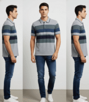 Men’s Stripe Polo T- Shirt - Image 2