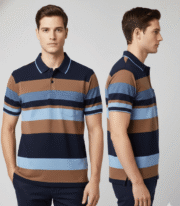 Men’s Stripe Polo T- Shirt - Image 2